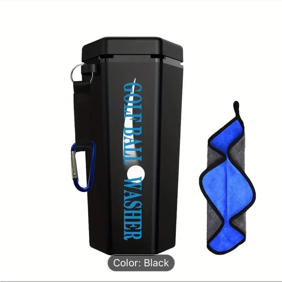 Black Golf Ball Washer with Blue Towel - Picture 1 of 5